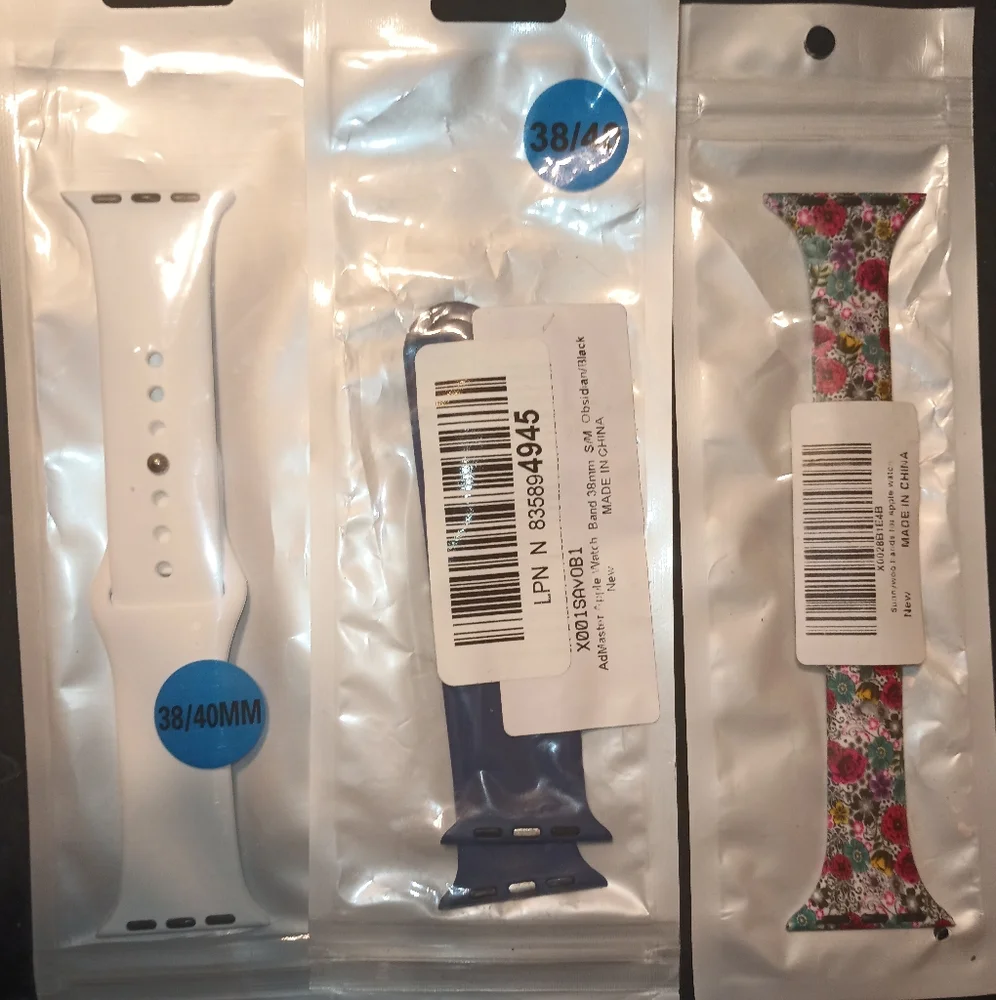 Three Apple Compatible Rubber Watch Bands 38/40 New